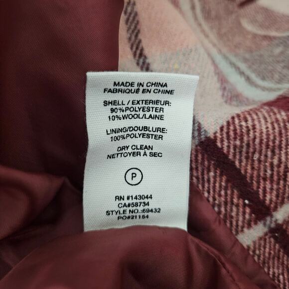 Avec Les Filles Burgundy Plaid Wool Blazer Jacket - Picture 7 of 7
